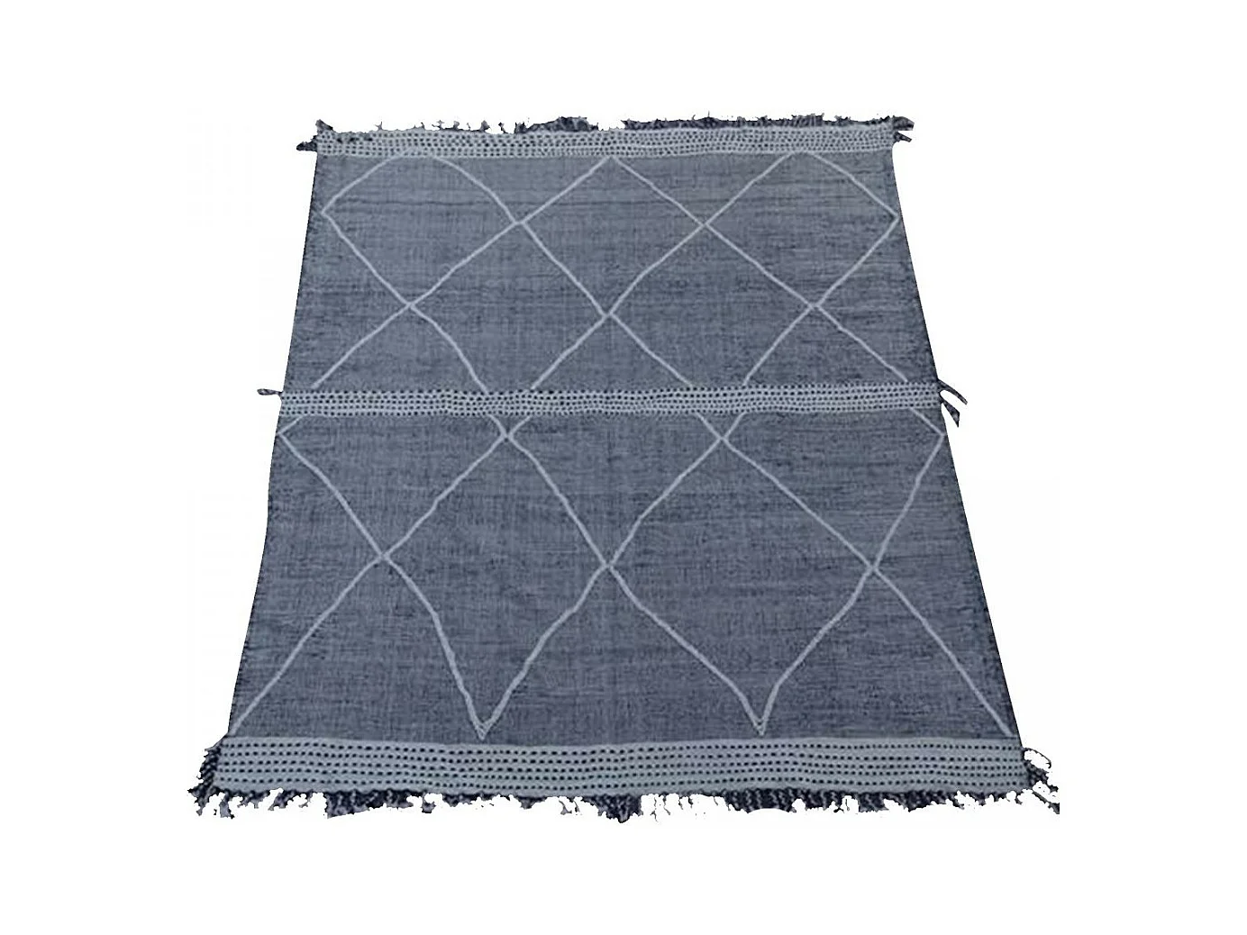 Authentique tapis berbère 285x380 fait main en laine gris et blanc SOUIRA