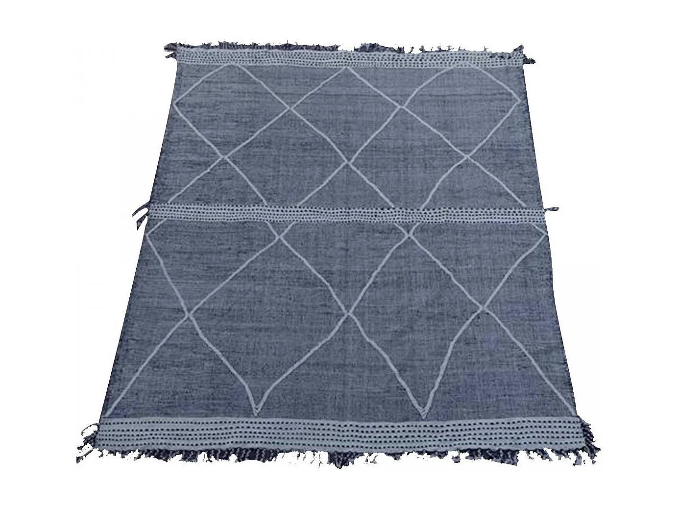 Authentique tapis berbère 285x380 fait main en laine gris et blanc SOUIRA