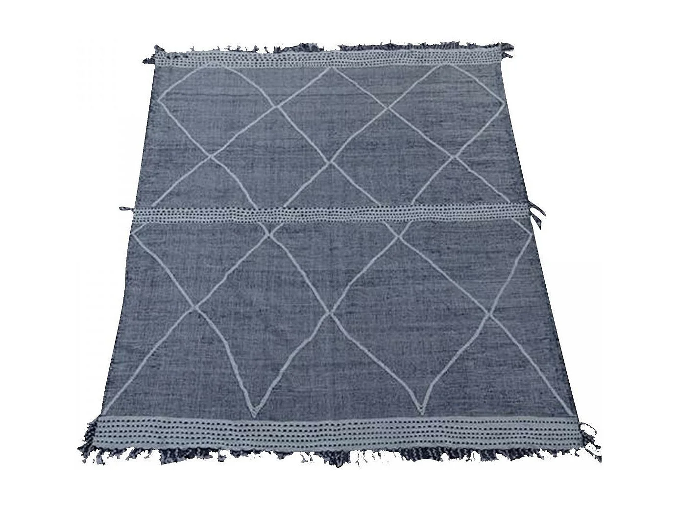 Authentique tapis berbère 285x380 fait main en laine gris et blanc SOUIRA