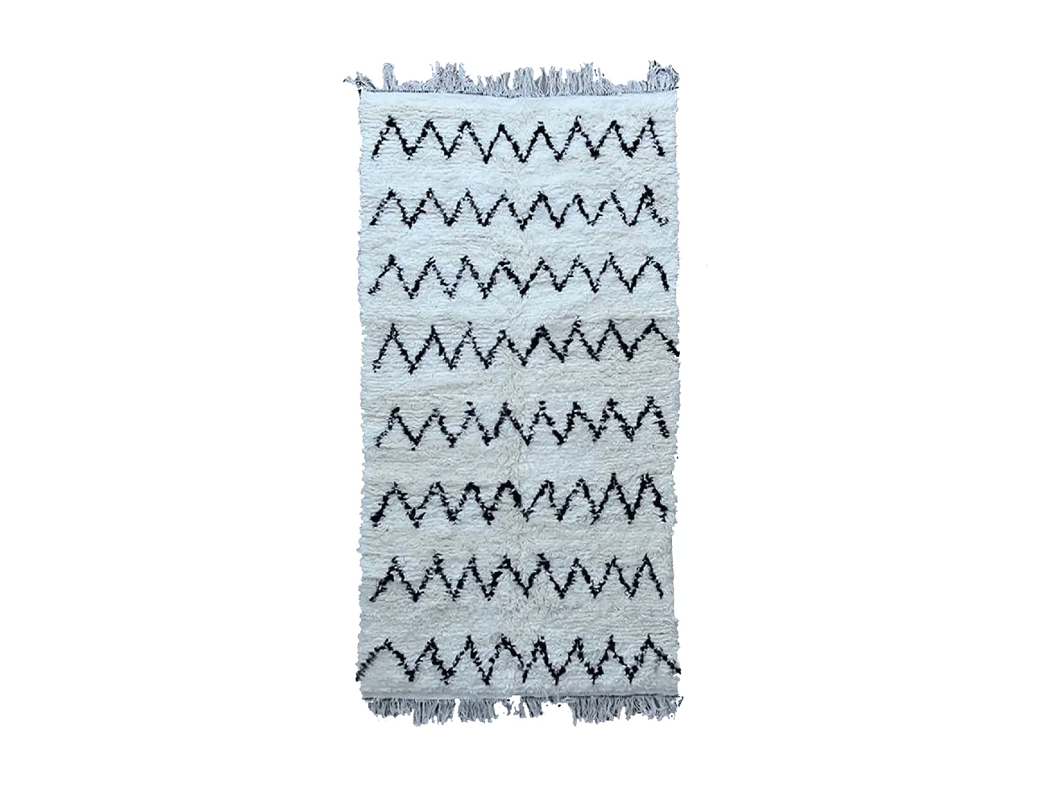 Authentique tapis berbère 150x270 fait main en laine crème CASA