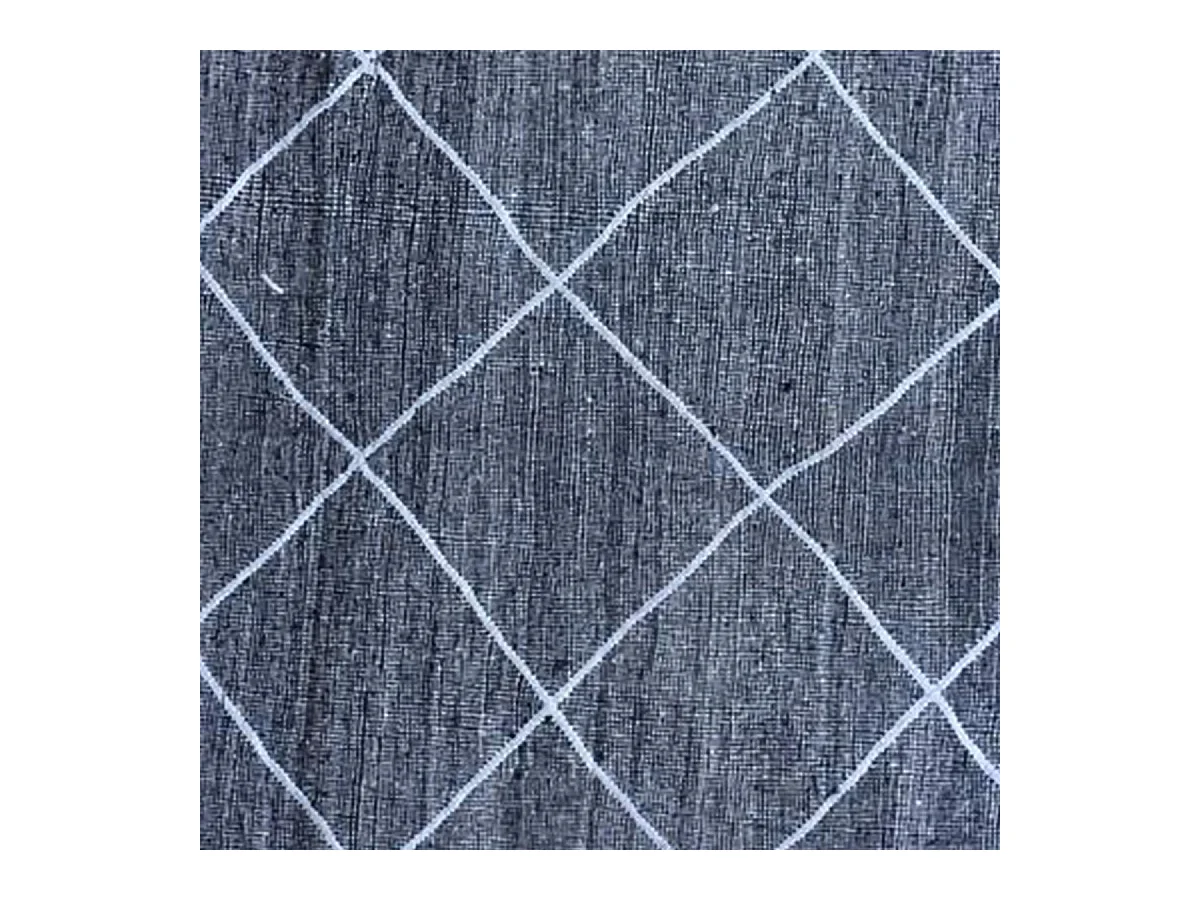 Authentique tapis berbère 140x230 fait main en coton gris et blanc IMILCHI