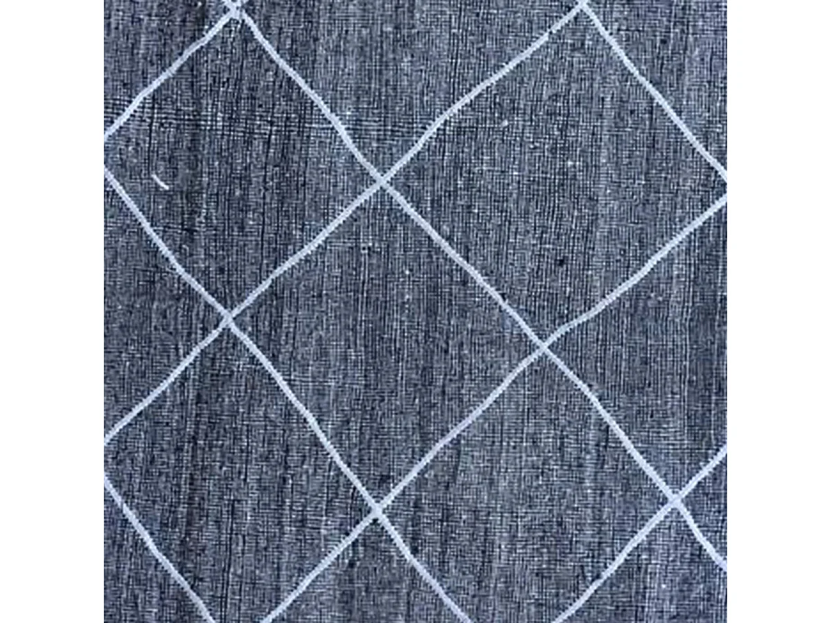 Authentique tapis berbère 140x230 fait main en coton gris et blanc IMILCHI