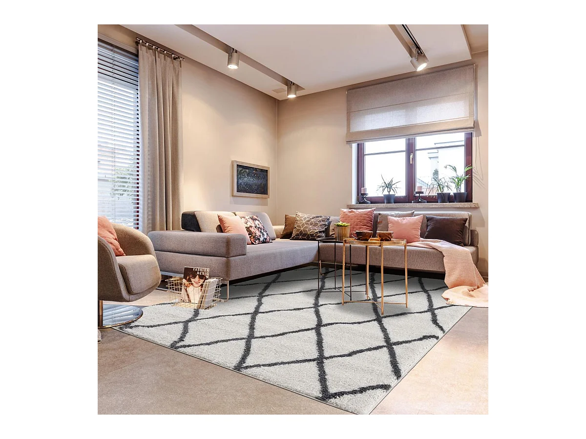 Tapis berbère 240x320 tissé motif ethnic LYN4 BENYLE A crème