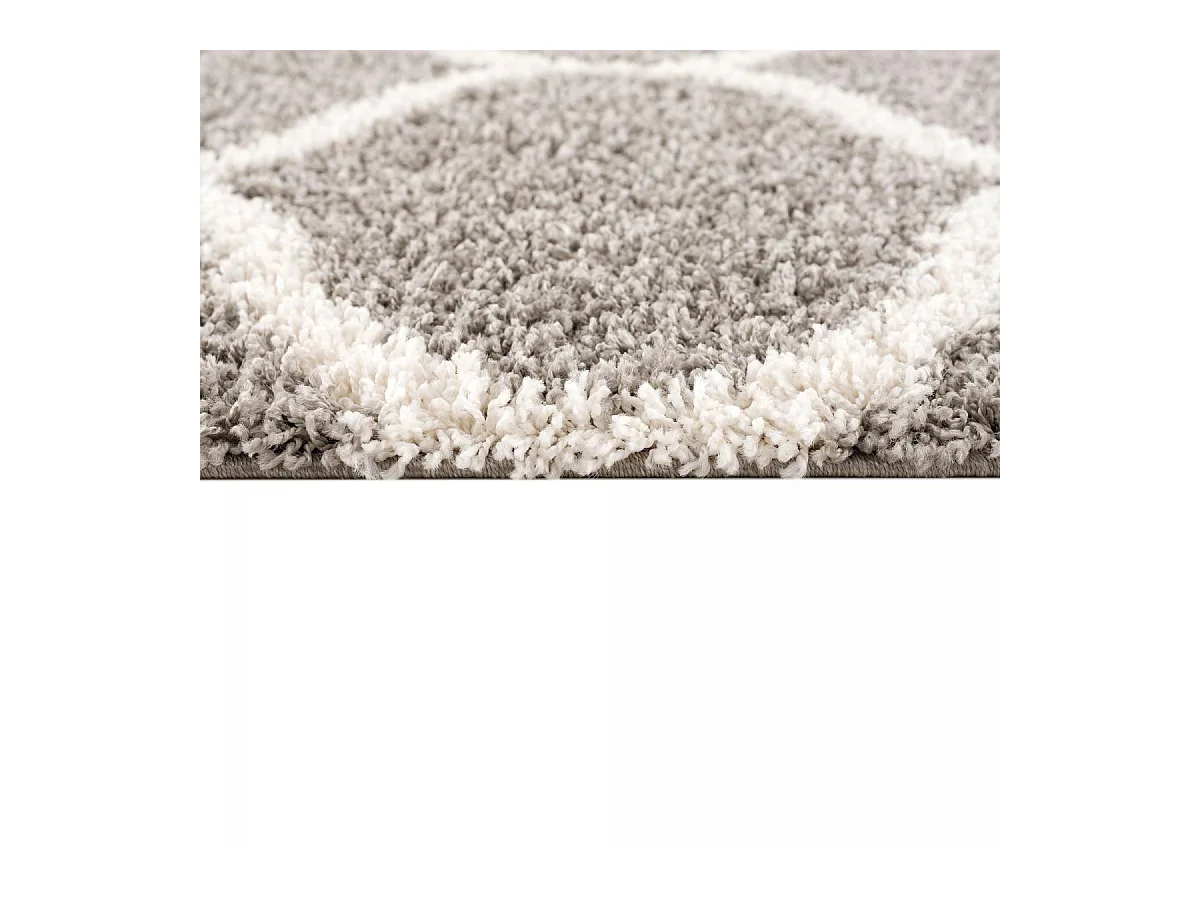 Tapis longs poils shaggy Ø200cm rond tissé gris motif scandinave SG MADRID