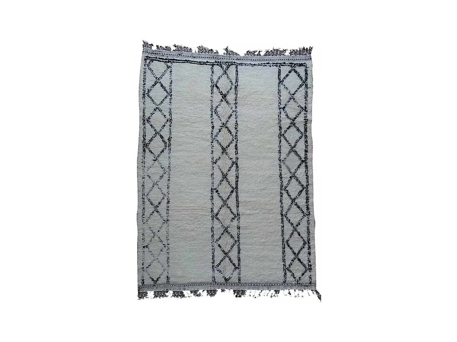 Authentique tapis berbère 210x290 fait main en laine gris et noir TADLITE
