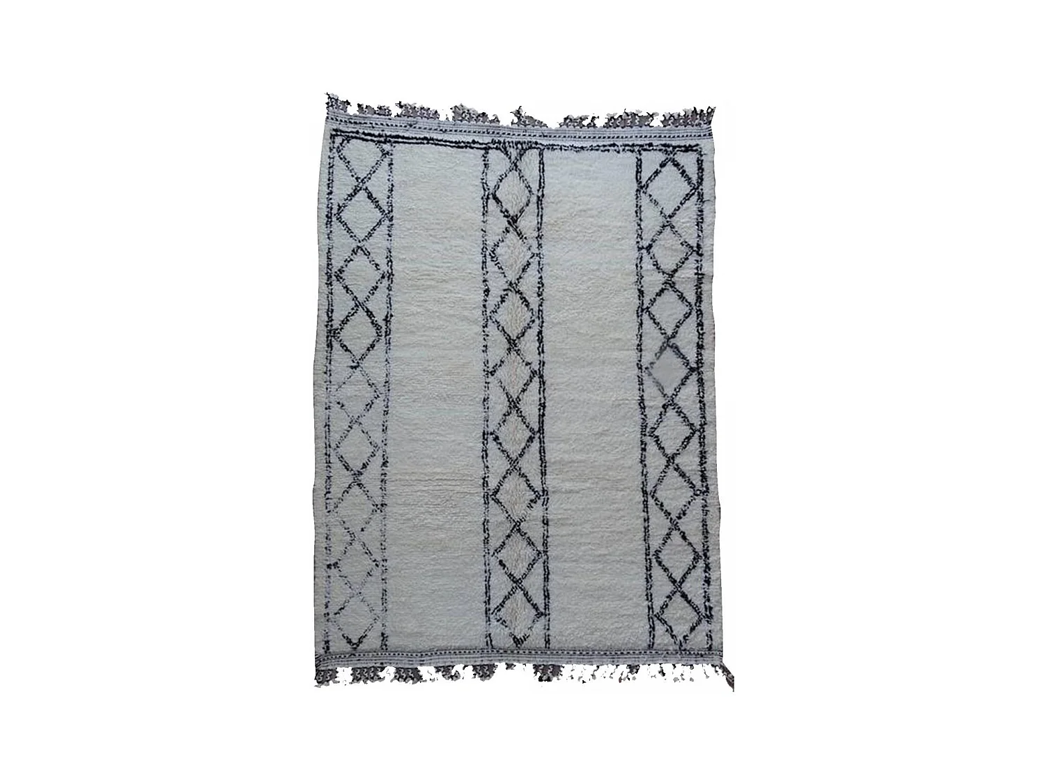Authentique tapis berbère 210x290 fait main en laine gris et noir TADLITE