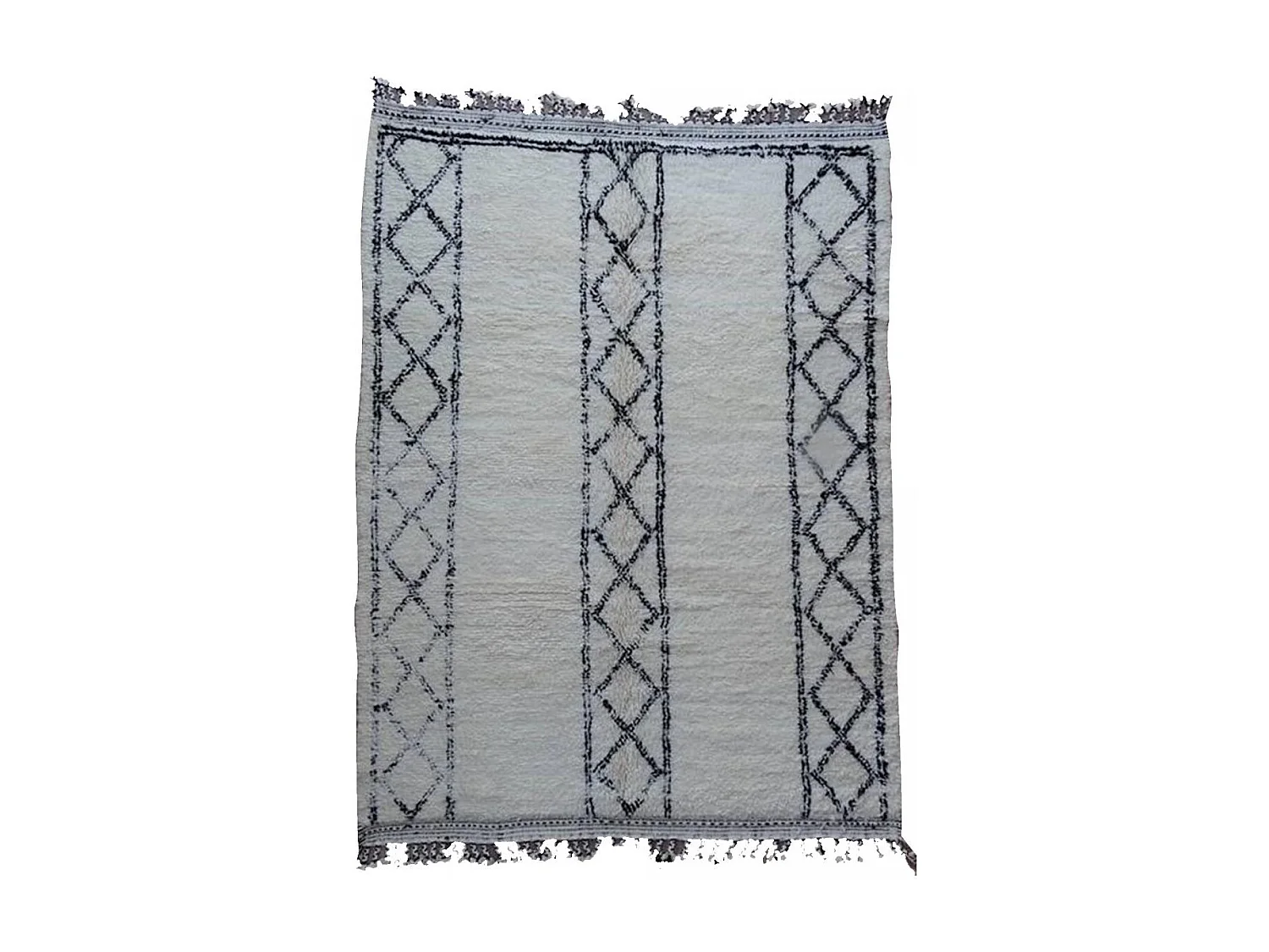 Authentique tapis berbère 210x290 fait main en laine gris et noir TADLITE