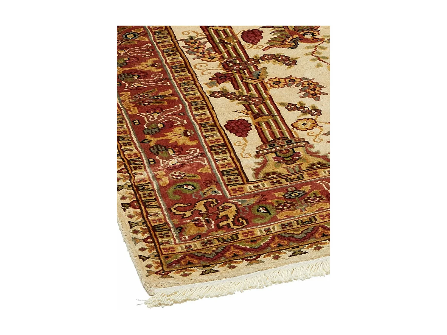 Authentique tapis d'Orient 125x175 fait main en soie beige JIHANGIR 66