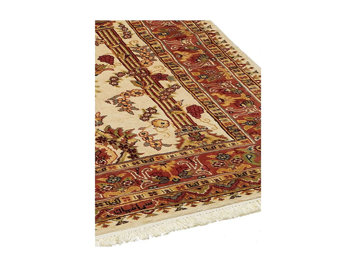 Authentique tapis d'Orient 125x175 fait main en soie beige JIHANGIR 66