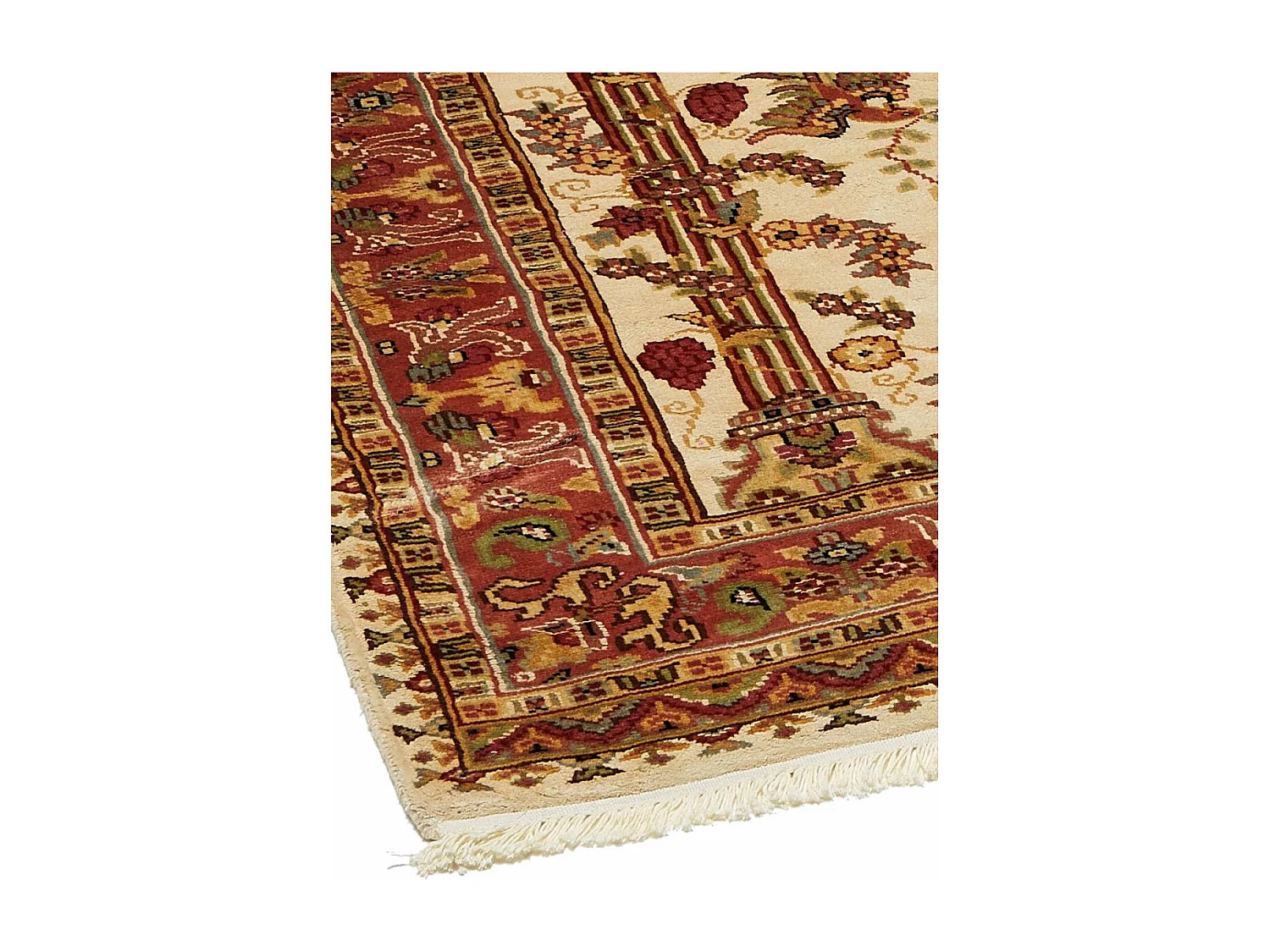 Authentique tapis d'Orient 125x175 fait main en soie beige JIHANGIR 66