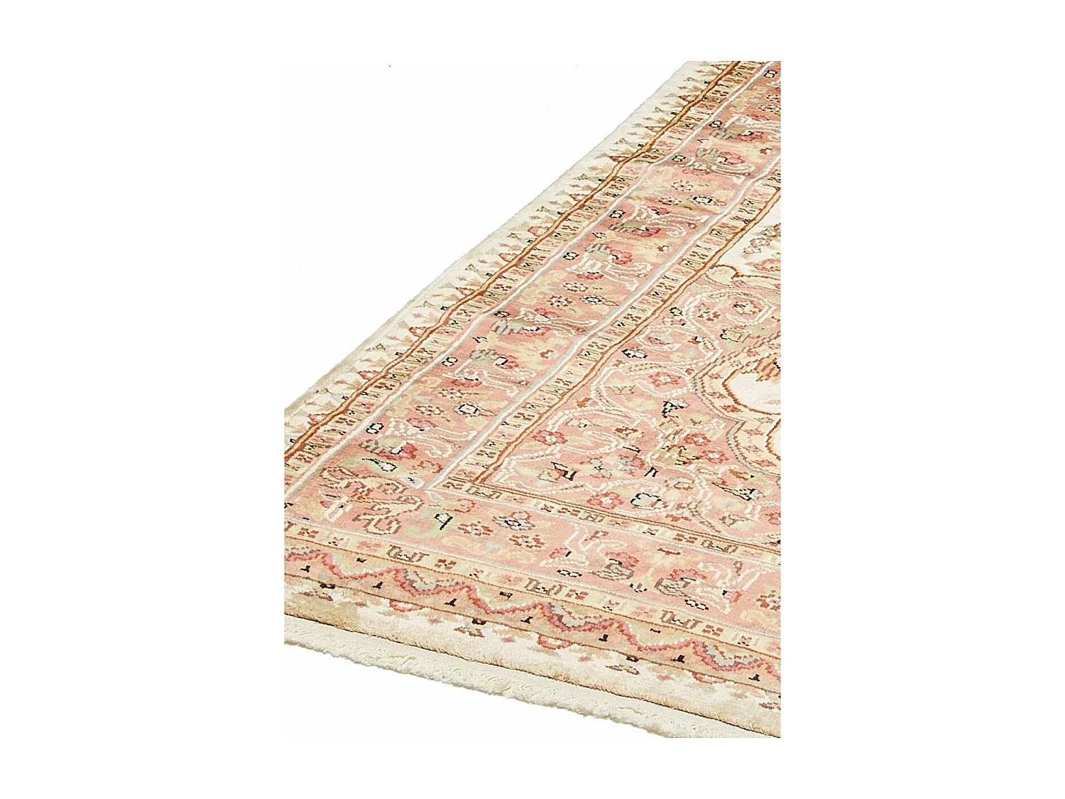 Authentique tapis d'Orient 125x175 fait main en soie beige JIHANGIR 66