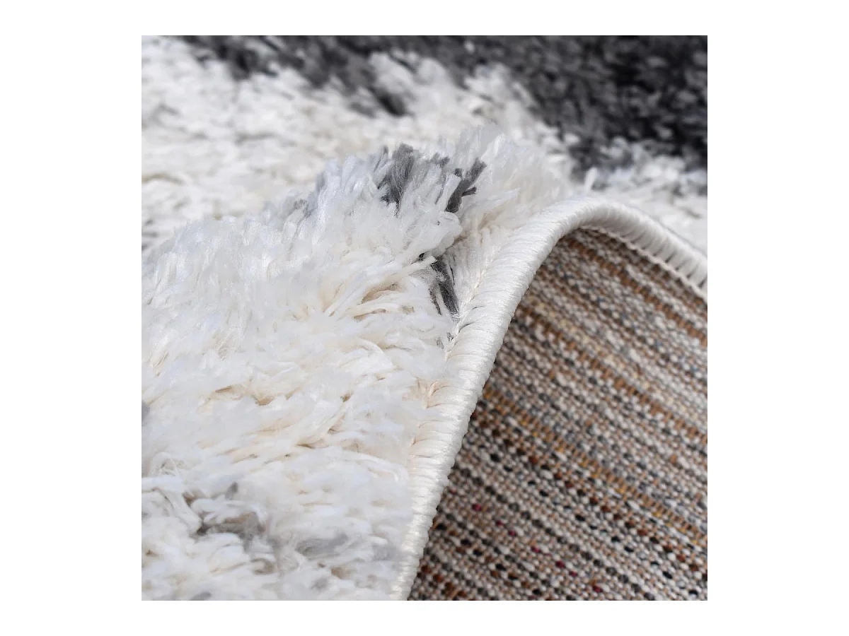 Tapis longs poils shaggy 240x320 rectangle tissé crème motif berbère LYN4 DOUX 5