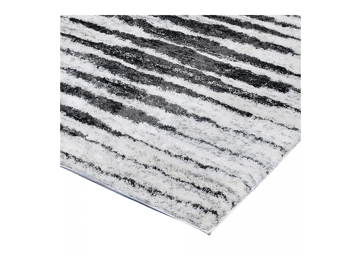 Tapis longs poils shaggy 240x320 rectangle tissé crème motif berbère LYN4 DOUX 5