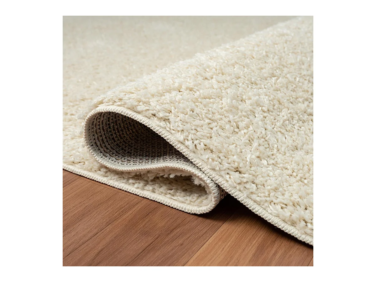 Tapis shaggy 200x280 rectangle tissé crème motif uni LYN4 UNILA