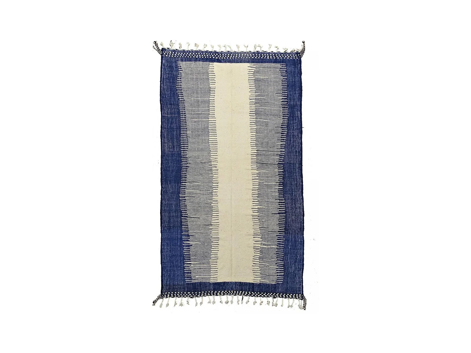 Authentique tapis berbère 200x335 fait main en laine gris et bleu TISSINT