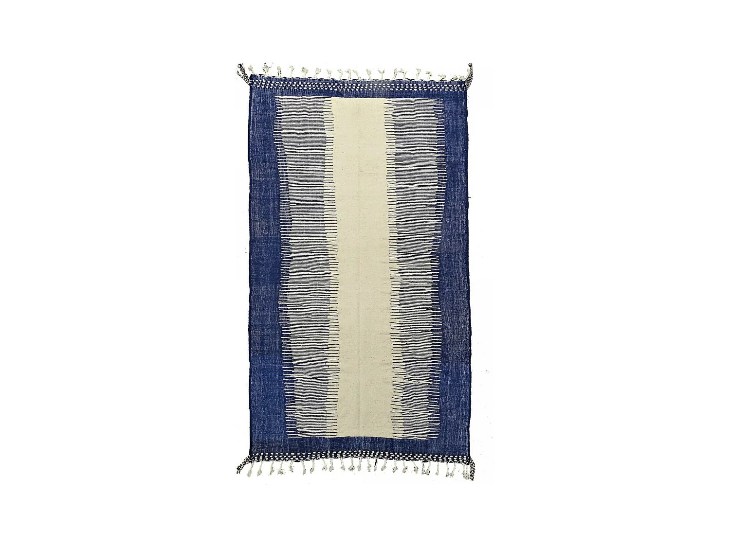 Authentique tapis berbère 200x335 fait main en laine gris et bleu TISSINT