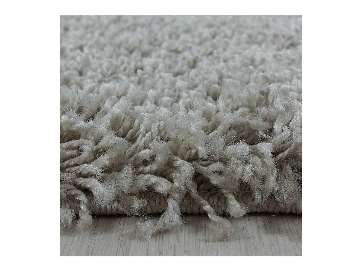 Tapis poils longs shaggy 60x110 rectangle tissé beige motif uni UNI I
