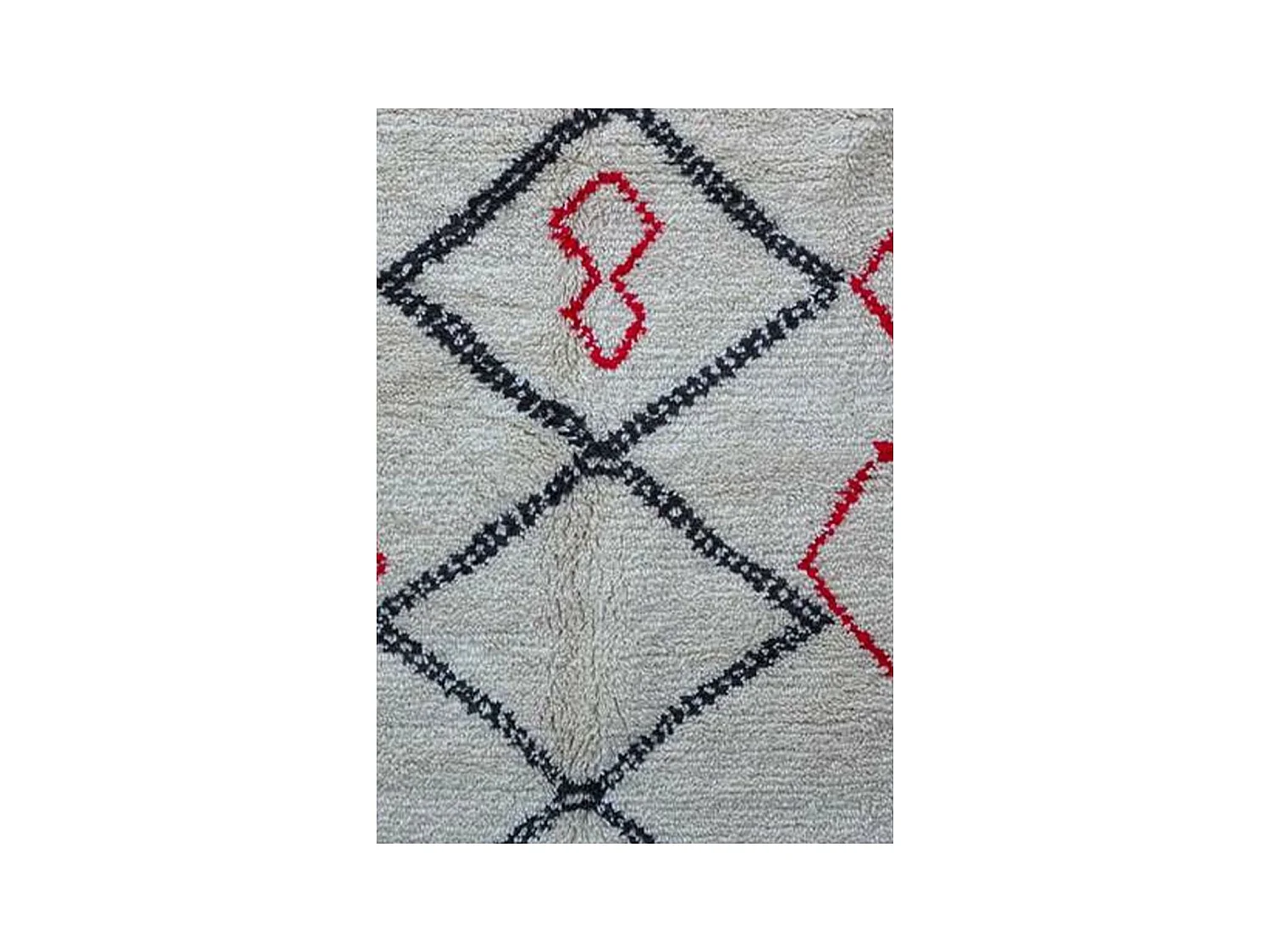 Authentique tapis berbère 155x250 fait à la main en laine crème et rouge Azilal Arguit