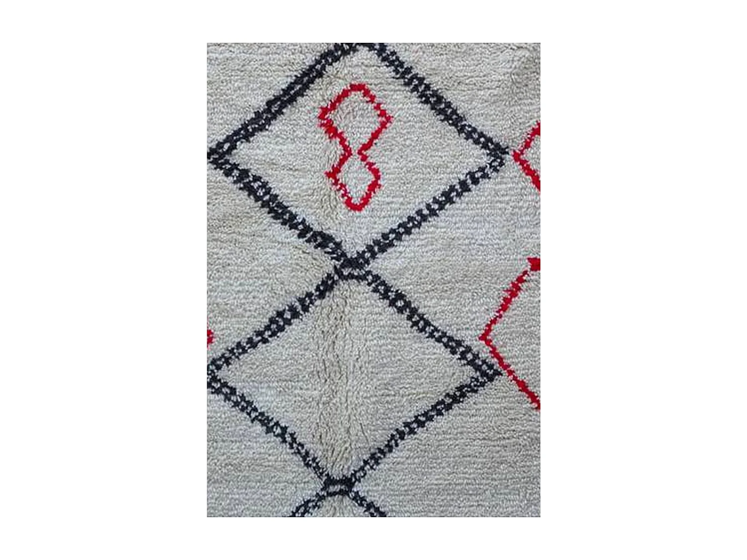 Authentique tapis berbère 155x250 fait à la main en laine crème et rouge Azilal Arguit