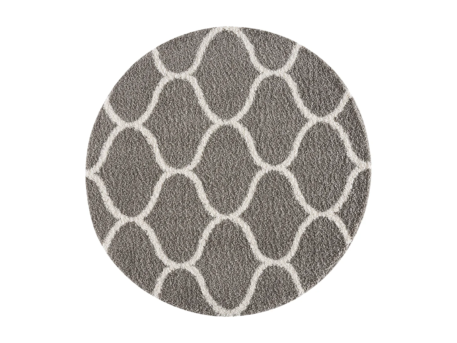 Tappeto Shaggy a pelo lungo Ø150 cm tessuto rotondo grigio motivo scandinavo SG MADRID