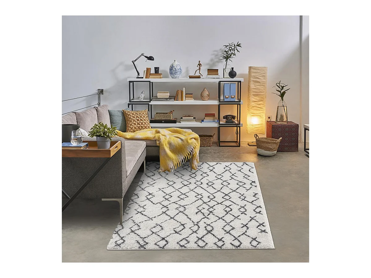 Tapis berbère 240x320 tissé motif ethnic LYN4 BENYLE B crème