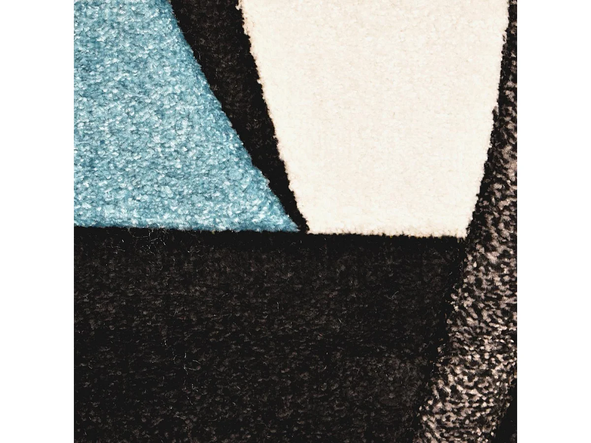 tapis salon 140x140 tissé bleu carré motif géométrique ABSTRATA