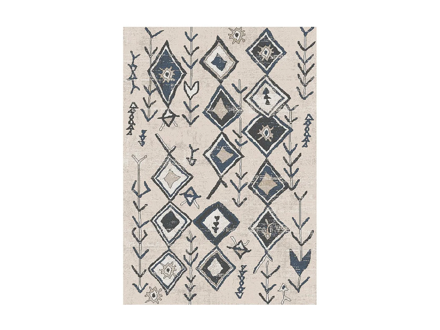Tapis berbère 120x160 tissé motifs ethno-chic ELAM beige et noir