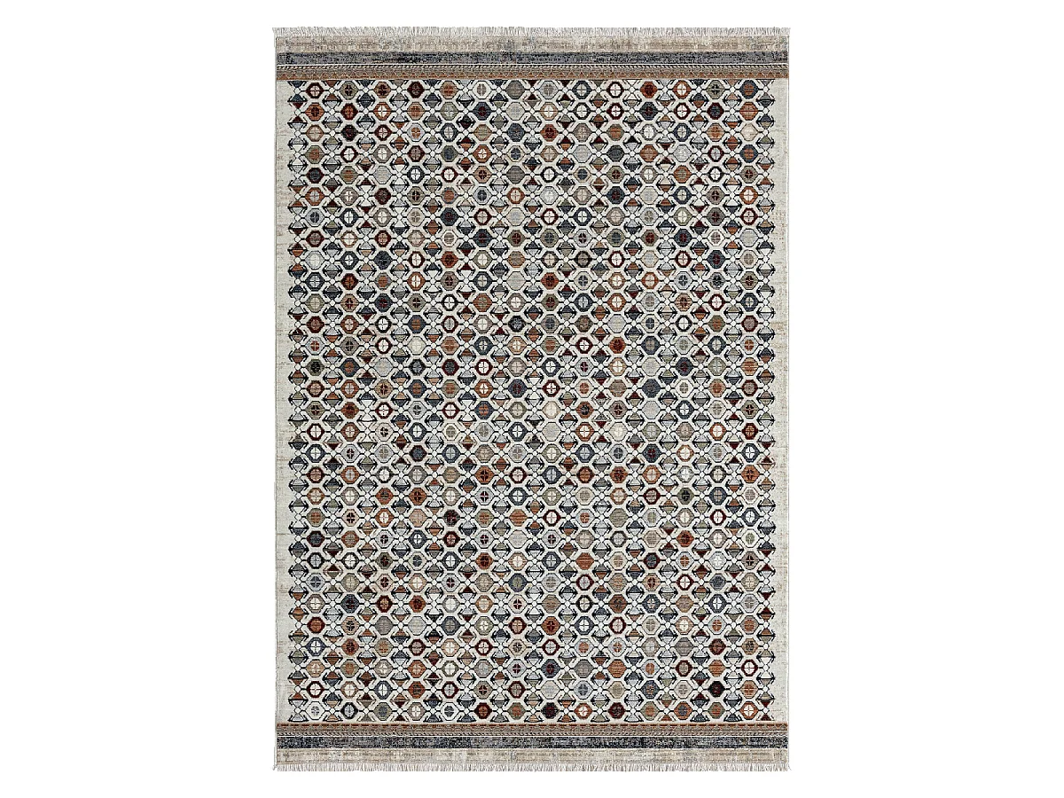 tapis chambre 120x160 tissé rouge et jaune rectangle motif géométrique GUZELLE A