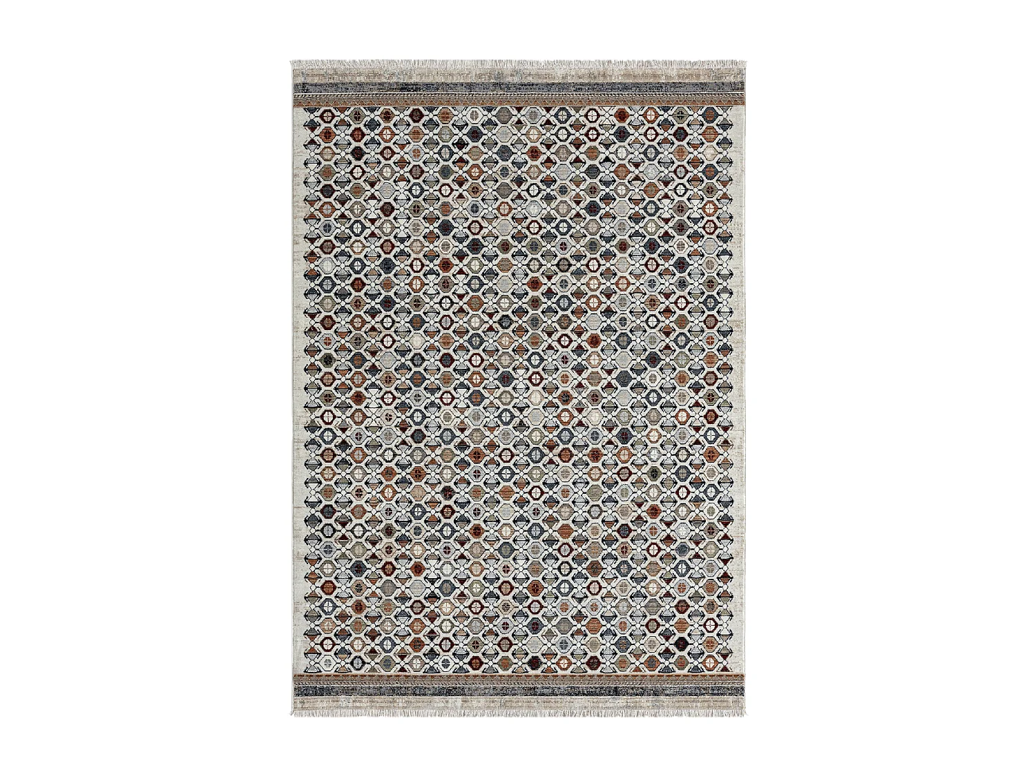 tapis chambre 120x160 tissé rouge et jaune rectangle motif géométrique GUZELLE A