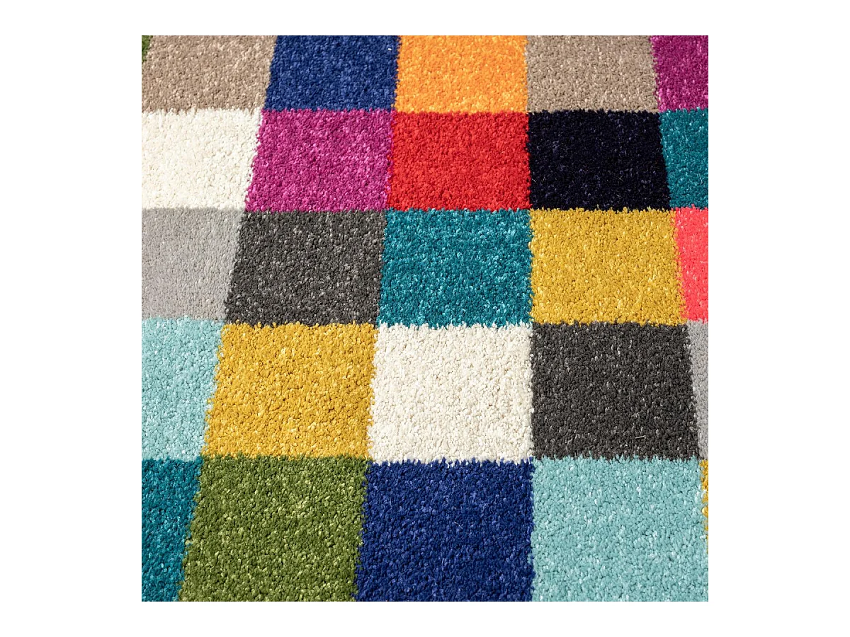 tapis salon 150x220 tissé multicolore rectangle motif géométrique LYN6 DATRI