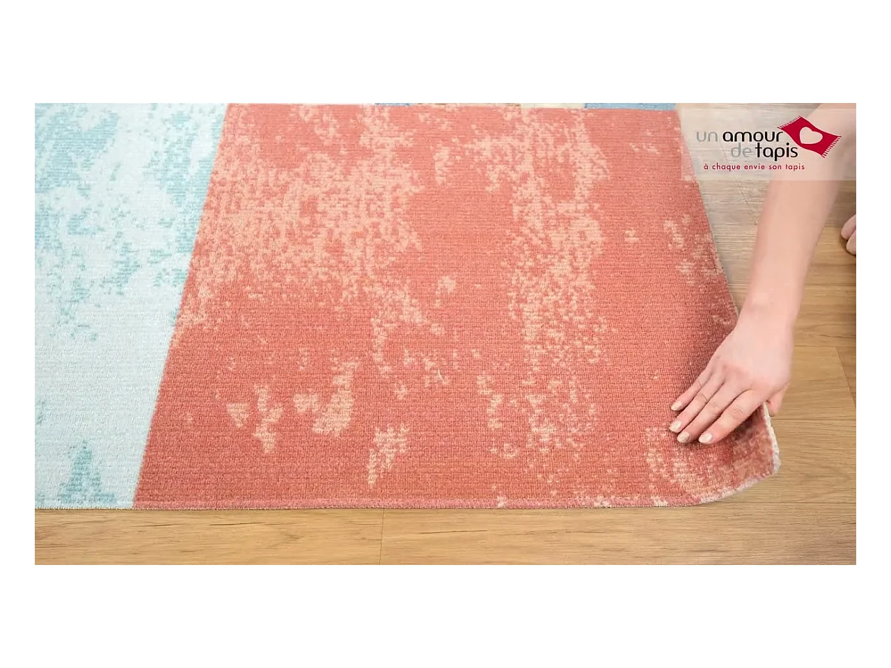 Tapis extérieur 120x160 tissé kilim bleu et orange SOYEUX C