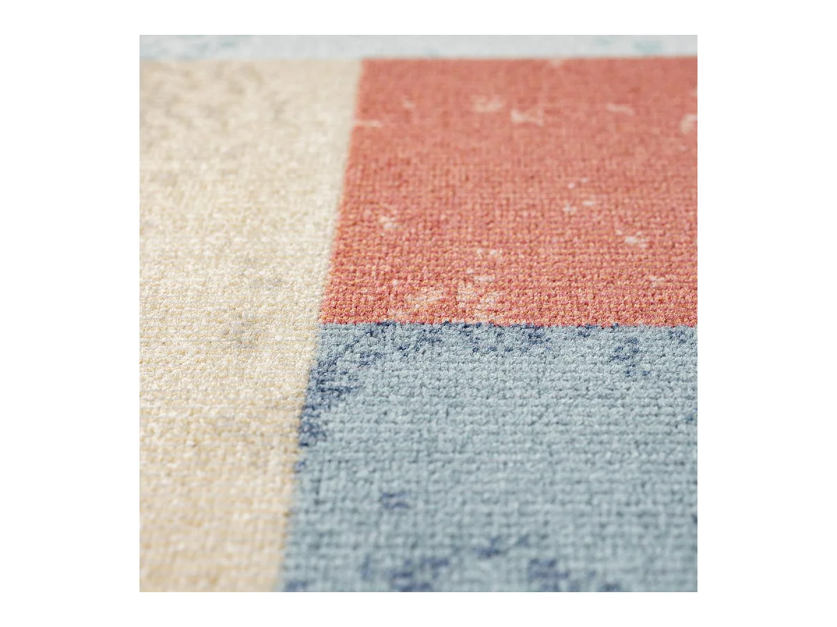 Tapis extérieur 120x160 tissé kilim bleu et orange SOYEUX C