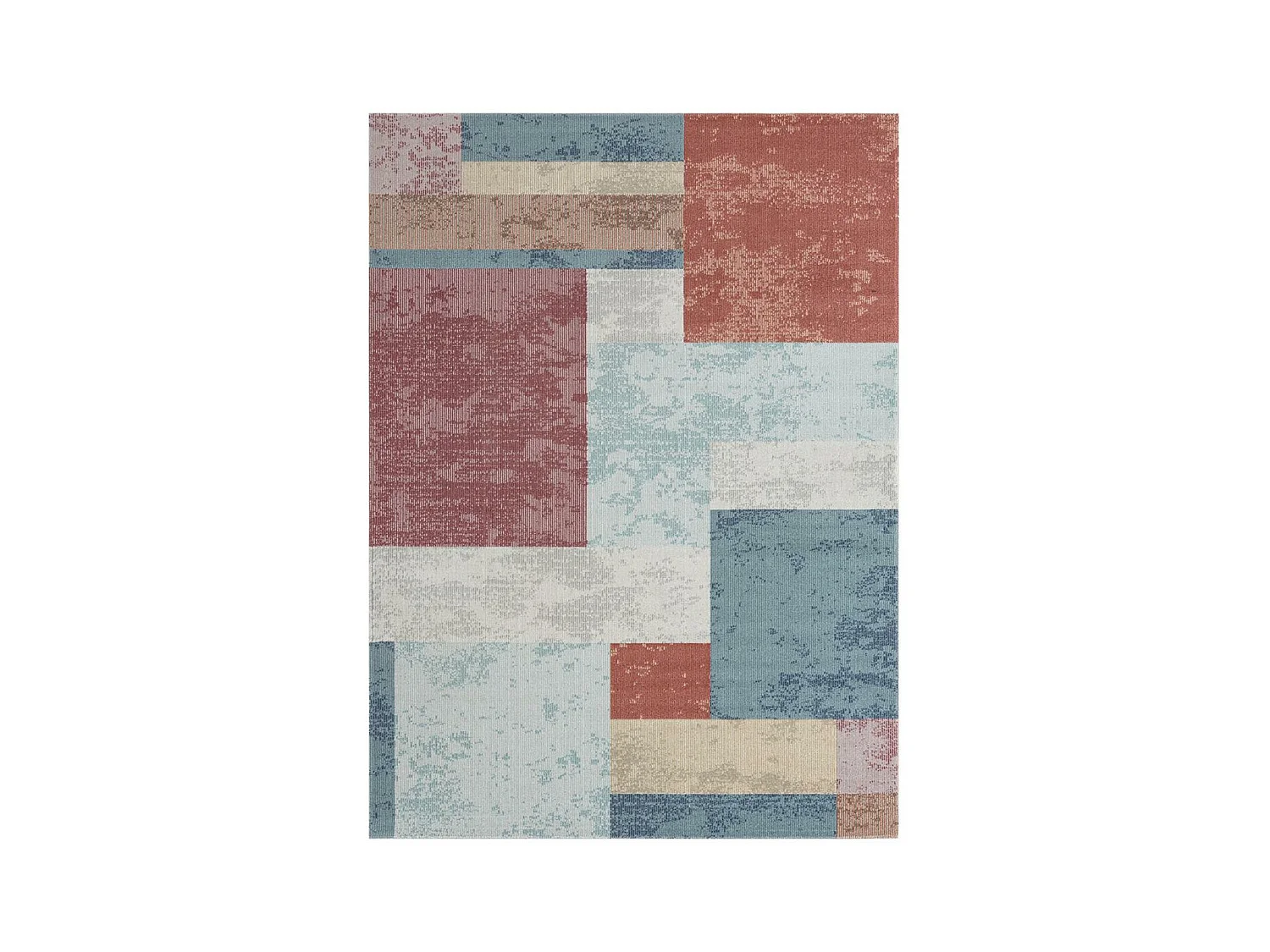 Tapis extérieur 120x160 tissé kilim bleu et orange SOYEUX C