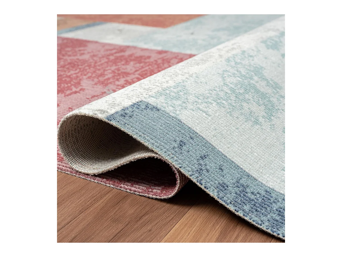 Tapis extérieur 120x160 tissé kilim bleu et orange SOYEUX C