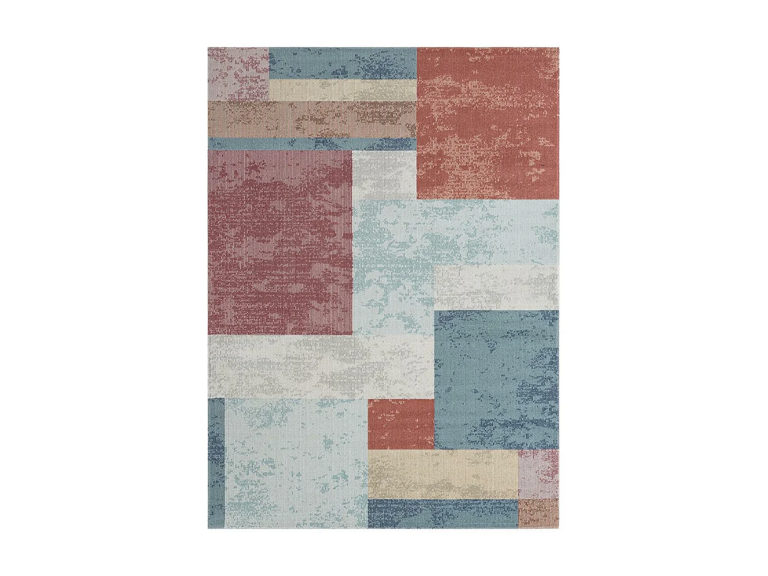 Tapis extérieur 120x160 tissé kilim bleu et orange SOYEUX C