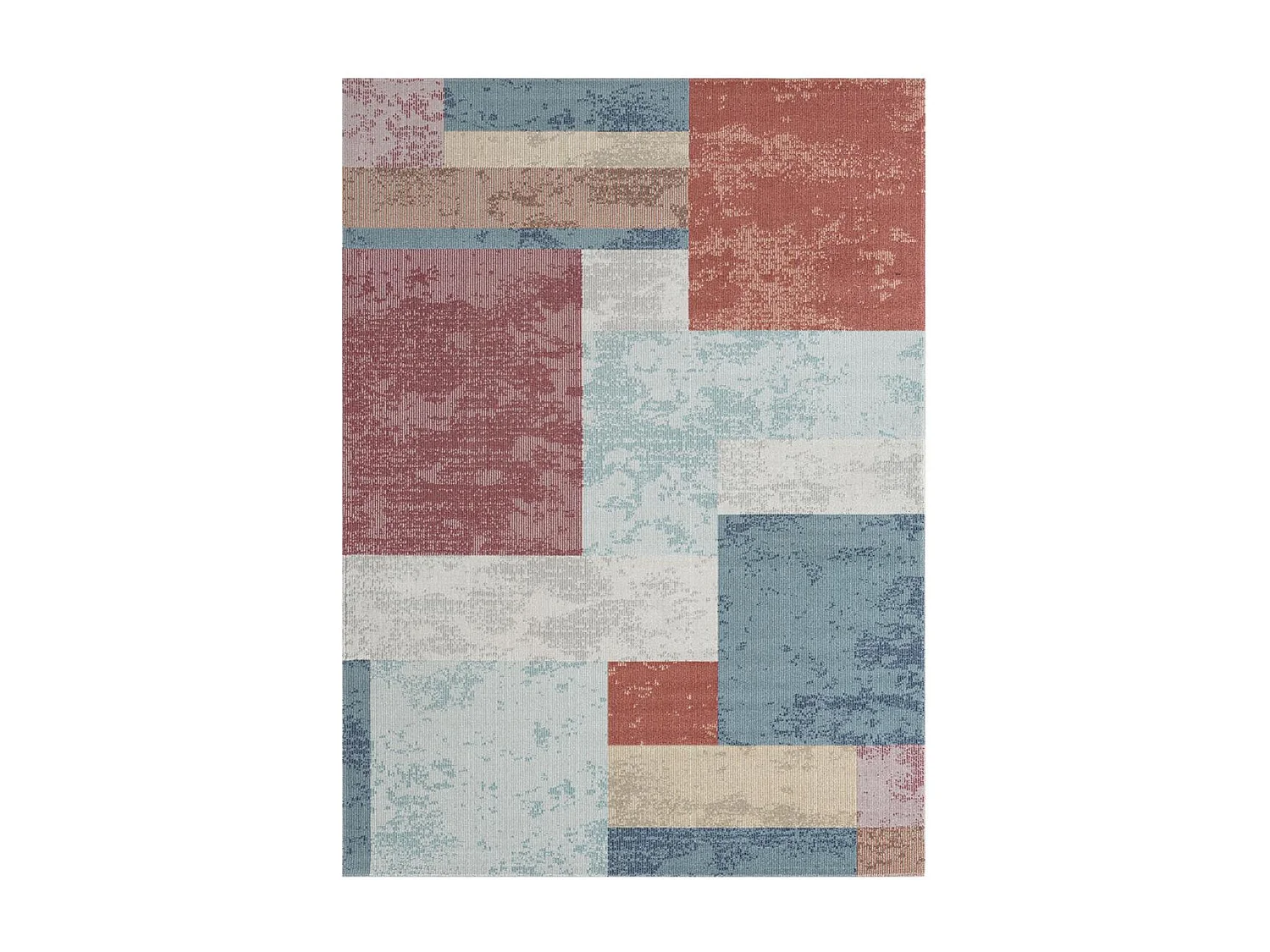Tapis extérieur 120x160 tissé kilim bleu et orange SOYEUX C