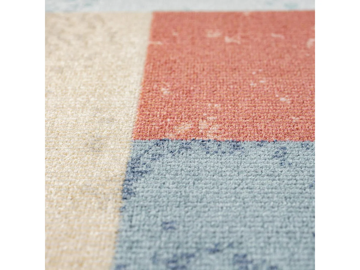 Tapis extérieur 120x160 tissé kilim bleu et orange SOYEUX C