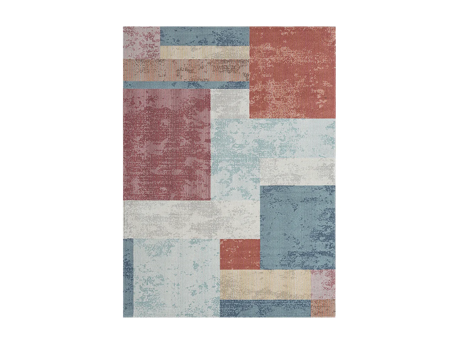 Tapis extérieur 120x160 tissé kilim bleu et orange SOYEUX C