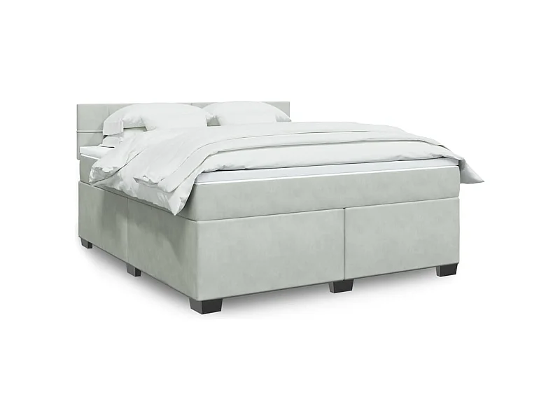 Boxspringbett mit Matratze Hellgrau 180x200 cm Samt