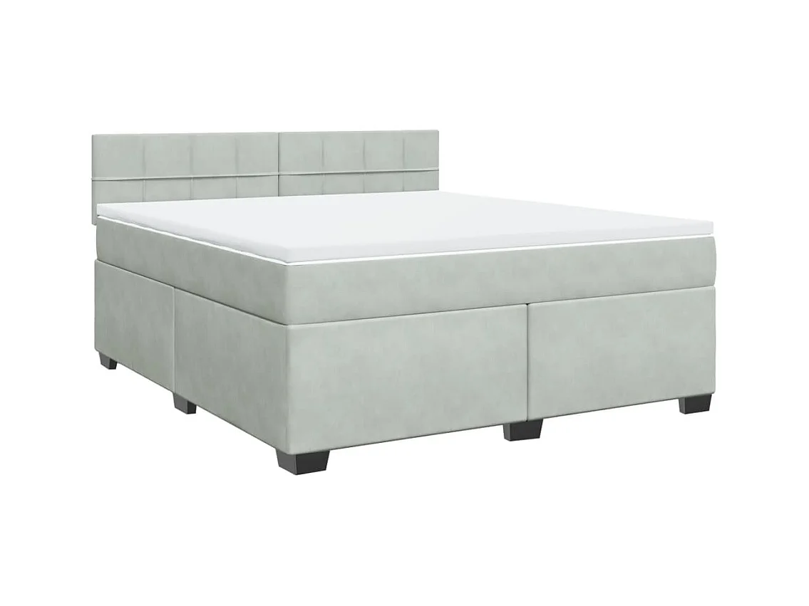 Sommier à lattes de lit et matelas Gris clair 180x200cm Velours