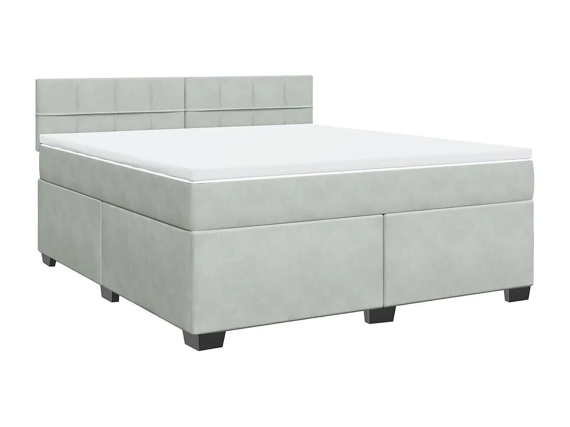 Boxspringbett mit Matratze Hellgrau 180x200 cm Samt