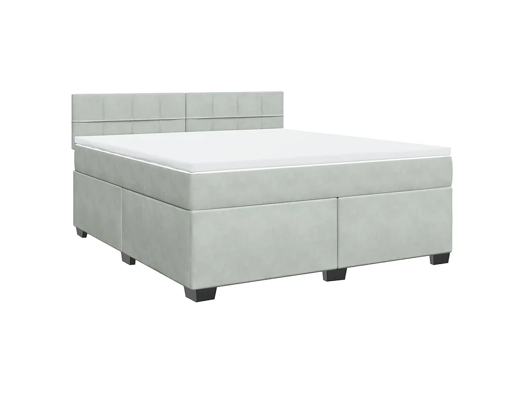 Cama box spring con colchón terciopelo gris claro 180x200 cm