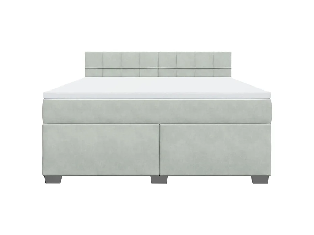 Cama box spring con colchón terciopelo gris claro 180x200 cm