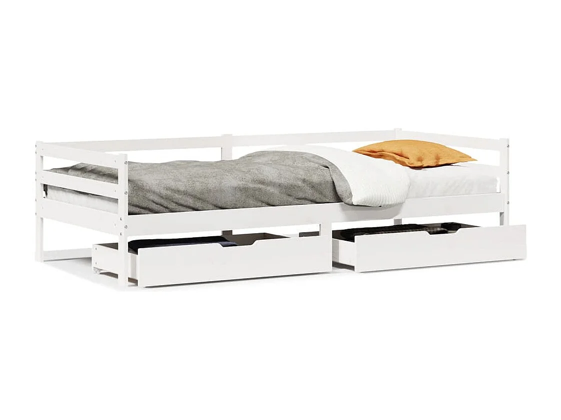 Sofá cama con cajones madera maciza de pino 90x200 cm