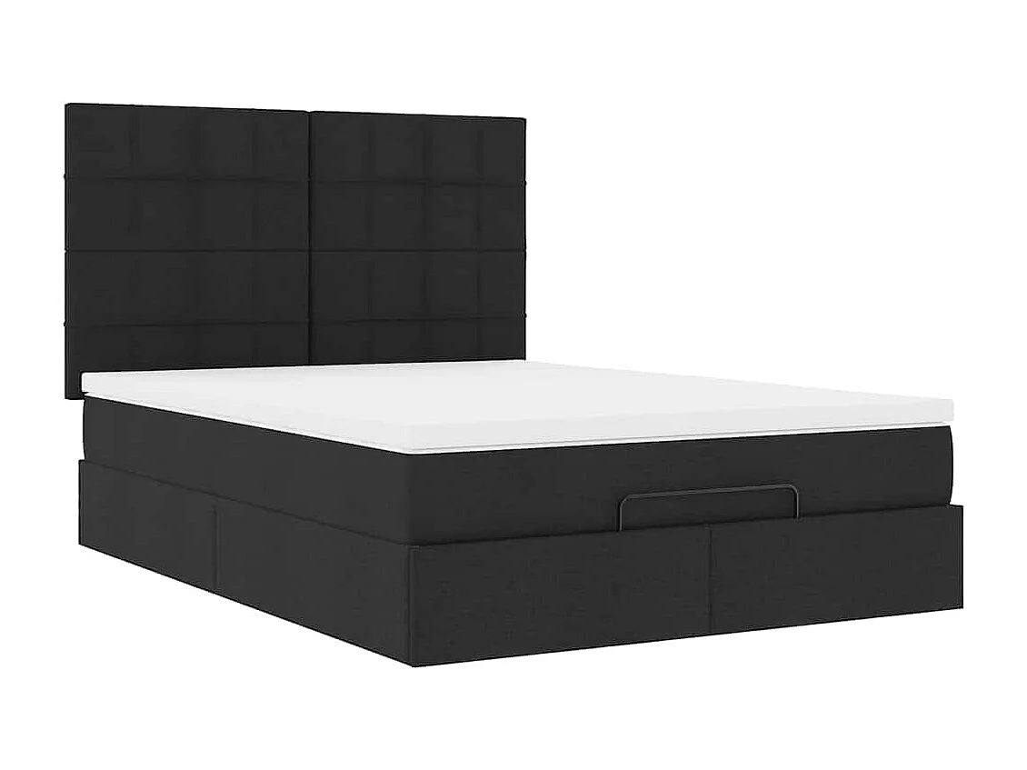 Ottoman-Bett mit Matratze Schwarz 140x190 cm Stoff