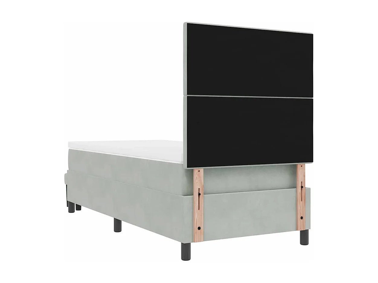Letto a molle con materasso Grigio chiaro 90 x 190 cm Velluto