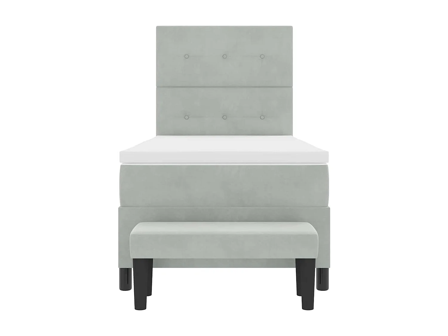 Letto a molle con materasso Grigio chiaro 90 x 190 cm Velluto