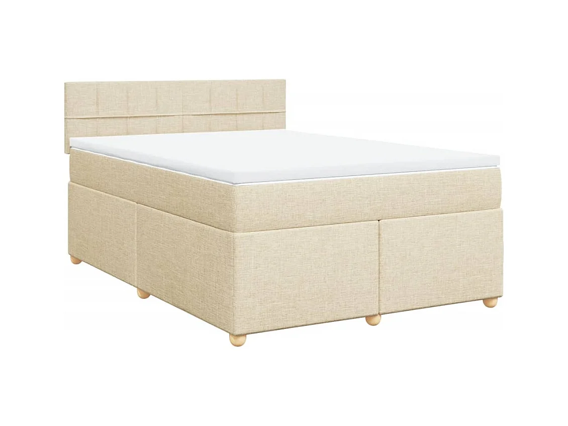 Sommier à lattes de lit avec matelas Crème 140x200 cm Tissu