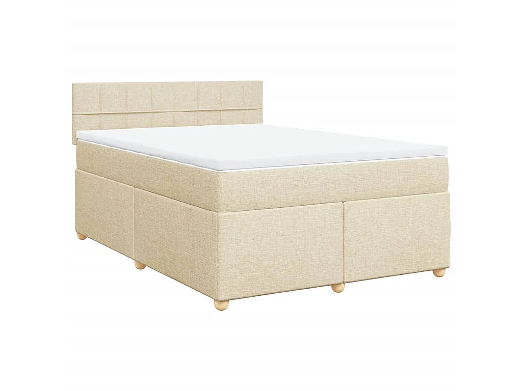 Cama box spring con colchón tela color crema 140x200 cm