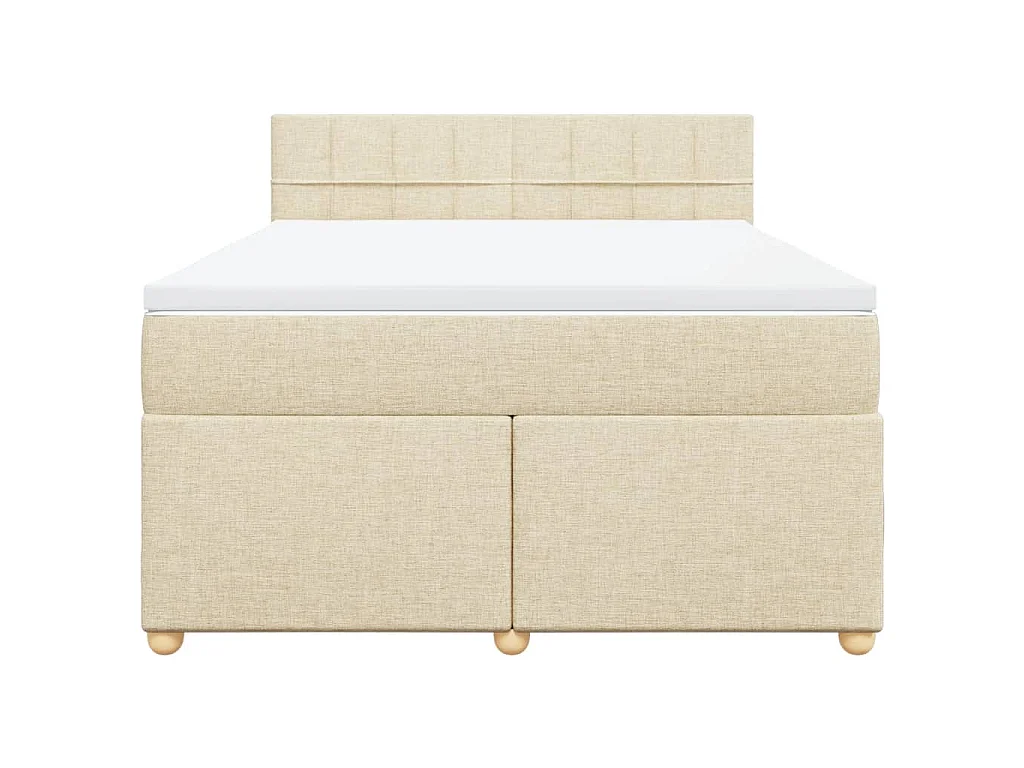 Cama box spring con colchón tela color crema 140x200 cm